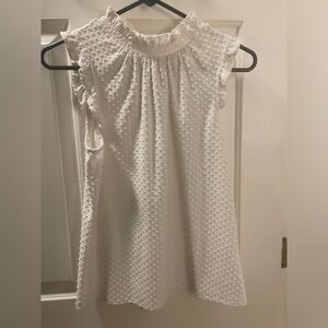 Jcrew XS ivory sleeveless dotted texture top with gathered neck